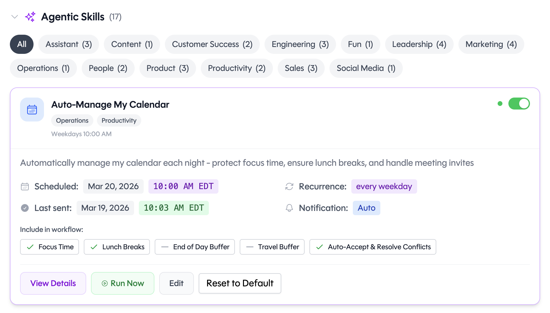 Actvian calendar management